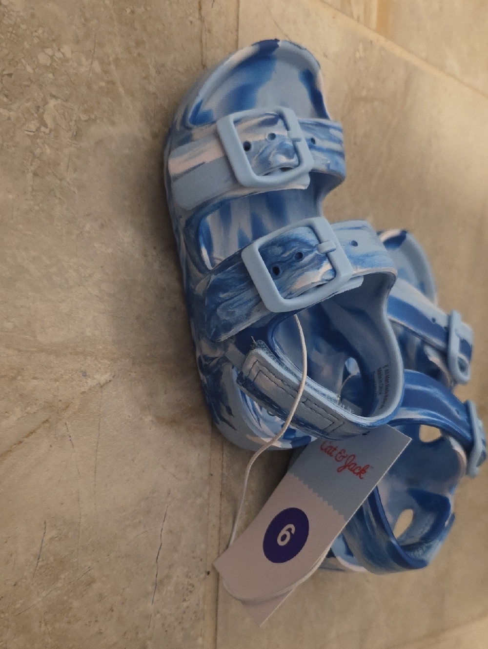 Cat & Jack Light Blue Marble Strap Sandals